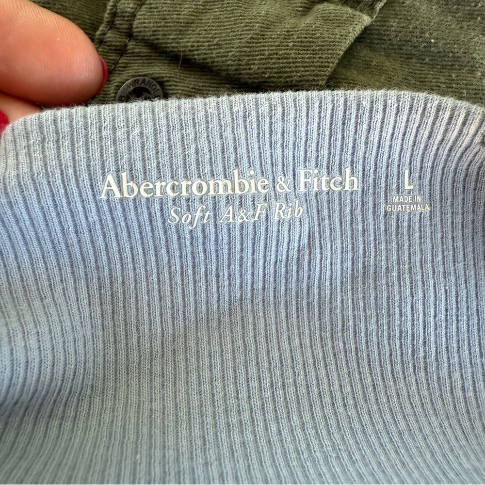 Abercrombie Soft A&F Rib Stretch Baby Blue Twist Back Thong Bodysuit Size L - Picture 8 of 8